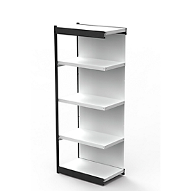 Stalen rek PROGRESS 2000, stellingsectie, achterwand, H 1900 x B 750 x D 300 mm, zwart frame