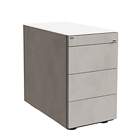 Standcontainer SOLUS PLAY, 1 Utensilienauszug, 3 Schübe, Tiefe 800 mm, grifflos, Ceramic grey