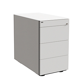 Standcontainer SOLUS PLAY, 1 Utensilienauszug, 3 Schübe, Tiefe 800 mm, grifflos, weiß