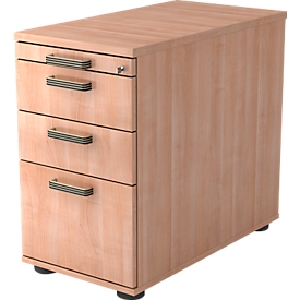 Standcontainer TOPAS LINE, 2 Schübe, 1 Hängeregistraturauszug, 1 Utensilienauszug, abschliessbar, Nussbaum-Dekor/Nussbaum-Dekor