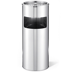 Standing ashtray with sieve, silver metallic