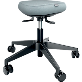Standing/sitting stool Leitz Ergo Active, ergonomic, height-adjustable, upholstered balance comfort seat, fabric cover, 5 castors, Ø 600 x H 470-600 mm, gray-black