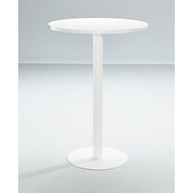 Standing table Paperflow, round, with steel frame, column base, Ø 80 cm, disinfectant-resistant, white