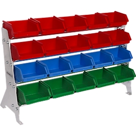Standregal, mit 20 Sichtlagerkästen SSI Schäfer Serie PROFI LF 110, B 535 x T 165 x H 351 mm