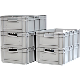 Stapelbak Euro EF 6220 - polypropeen - L 400 x B 600 x H 220 mm - 42 l - grijs - 5 stuks
