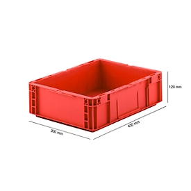 Stapelbak Euro serie MF 4120- polypropeen -  L 400 x B 300 x H 120 mm - 10 l - gesloten handgrepen - rood