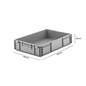 Stapelbak Eurobox MF 6120 - polypropeen - L 600 x B 400 x H 120 mm - 21 L  - gesloten handgrepen - grijs
