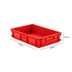 Stapelbak Eurobox serie EF 6120 - PP - L 600 x B 400 x H 120 mm - 23,3 l - gesloten wanden - gesloten handgrepen -  rood