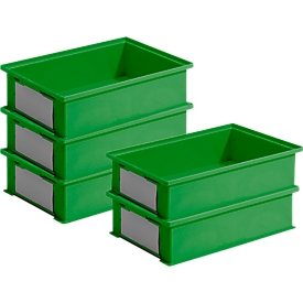 Stapelbakken serie 14/6-2-H -  PP-kunststof - L 465 x B 314 x H 120 mm - 12 liter - groen - 5 stuks 