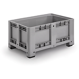 Stapelbare palletkist - polyetheen - L 1200 x B  800 x H 580 mm - 330 liter - met 4 poten - gesloten wanden