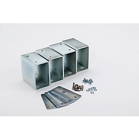 Stapelfüße für CEMO Akku Ladeschrank Basic/Premium/Premium Plus & Akku Lagerschrank, ermöglicht platzsparende Stapelung der Schränke, 4 Stück, silber