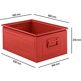 Stapelkasten Serie ST 14/6-1, aus Stahl, Inhalt 79 L, L 630 x B 448 x H 278 mm, rot