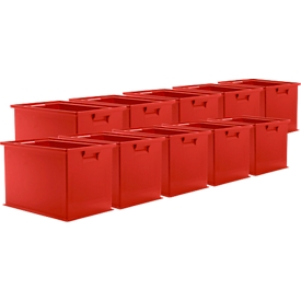 Stapelkasten SSI Schäfer 14/6-2Z, Volumen 33 l, bis 30 kg, mit Griffmulde, L 465 x B 314 x H 298 mm, Polypropylen, rot, 10 Stück