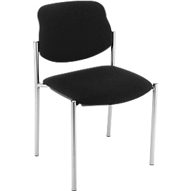 Stapelstoel Styl, stof, zwart, verchroomd