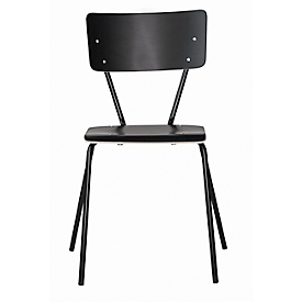 Stapelstuhl CLIO, stapelbar bis 8 Stück, bis 120 kg, Rundrohrfuß-Gestell, B 380 x T 380 x H 450 mm , schwarz/schwarz, 2 Stück