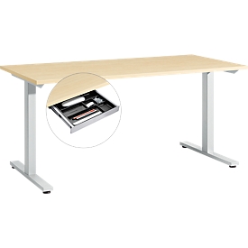 Start Off bureau, T-voet frame, B 1600 x D 800 x H 735 mm, esdoorn + lade