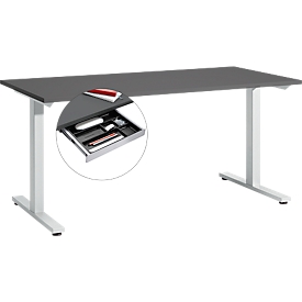 Start Off bureau, T-voet frame, B 1600 x D 800 x H 735 mm, grafiet + lade