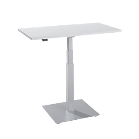 Start-Up bijzettafel, elektrisch in hoogte verstelbaar, rechthoekig, zuilvoet, B 1000 x D 600 x H 635-1285 mm, alu lichtgrijs/wit 