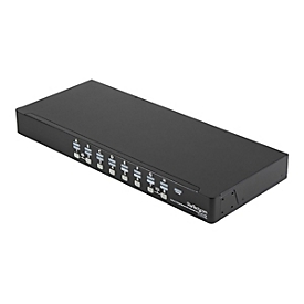StarTech.com 16 Port 1HE USB VGA KVM Switch mit OSD zur Rack-Montage inkl. Kabeln - 16-fach Rackmount KVM Umschalter - Schwarz - KVM-Switch - 16 Anschlüsse
