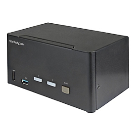 StarTech.com 2 Port DisplayPort KVM Switch - 4K 60 Hz UHD HDR - DP 1.2 KVM Umschalter mit USB 3.0 Hub mit 2 Anschlüssen (5 Gbit/s) und 4x USB 2.0 HID Anschlüssen, Audio - Hotkey - TAA (SV231TDPU34K) - KVM-/Audio-Switch - 2 Anschlüsse - TAA-konform