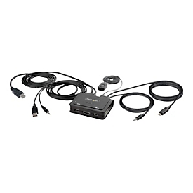StarTech.com 2-Port Hybrid USB-C HDMI Cable KVM Switch, 4K 60Hz, Compact KVM with 6ft/1.8m USB-A/HDMI/Audio & 4ft/1.2m USB-C Integrated Host Cables, Bus Powered - Remote Push Button/Hotkey Switching (C2-H46-UAC-CBL-KVM) - KVM-/Audio-/USB-Switch - ...