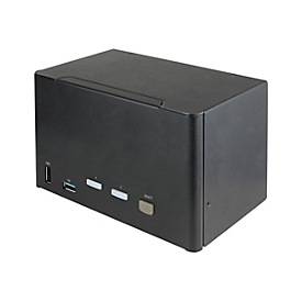 StarTech.com 2 Port Quad Monitor DisplayPort KVM Switch - 4K 60 Hz UHDR - DP 1.2 KVM Switch mit USB 3.0 Hub mit 2x USB 3.0(5 Gbit/s) und 4x USB 2.0 HID Anschlüssen, Audio - Hotkey - TAA (SV231QDPU34K) - KVM-/Audio-Switch