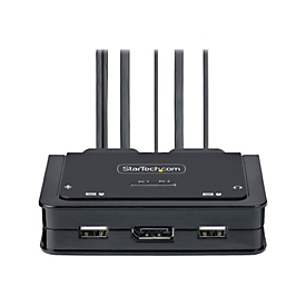StarTech.com 2-Port USB-C Cable KVM Switch, 4K 60Hz DisplayPort Output, Compact KVM with 4ft/1.2m USB Type-C/Audio Integrated Cables, Bus Powered - Remote Push-Button/Hotkey Switching (C2-D46-UC2-CBL-KVM) - KVM-/Audio-Switch - kompakt - 2 x KVM/Au...