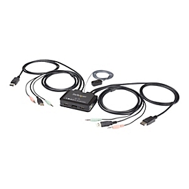 StarTech.com 2-Port USB DisplayPort KVM Switch - 4K 60 Hz - UHD DP 1.2 USB-KVM Umschalter mit 1,2 m Kabel & Audio - Bus-powered & remote switching - OS unabhängig - MacBook ThinkPad (SV211DPUA4K) - KVM-/Audio-Switch - 2 Anschlüsse