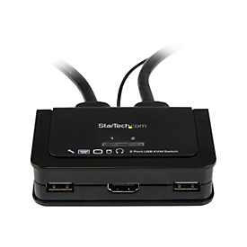 StarTech.com 2 Port USB HDMI KVM Switch mit Audio und Fernschalter - Desktop Umschalter USB Powered - 1920x1200 - KVM-/Audio-Switch - 2 Anschlüsse