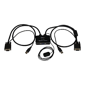StarTech.com 2 Port VGA USB KVM Switch Kabel - VGA KVM Umschalter USB Powered mit Fernumschaltung - KVM-Switch - 2 Anschlüsse