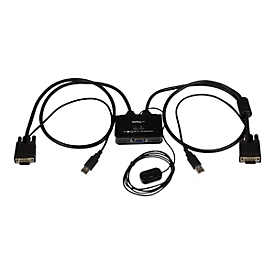 StarTech.com 2 Port VGA USB KVM Switch Kabel - VGA KVM Umschalter USB Powered mit Fernumschaltung - KVM-Switch - 2 Anschlüsse