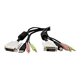 StarTech.com 3 m 4-in-1 USB Dual Link DVI-D KVM-Switchkabel mit Audio und Mikrofon - Tastatur- / Video- / Maus- / Audio-Kabel - USB, Stereo Mini-Klinkenstecker, DVI-D (M) bis Stereo Mini-Klinkenstecker, USB Typ B, DVI-D (M) - 3 m - Schwarz - für P...