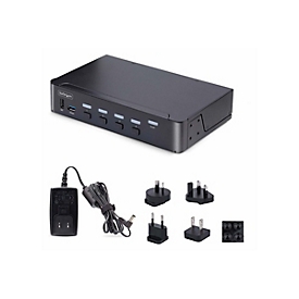 StarTech.com 4-Port DisplayPort 1.4 KVM Switch, 8K 60Hz / 4K 144Hz, 2x USB 3.0 Ports, 4x USB 2.0 Ports, Hotkey Switching, TAA Compliant (D86A2-4-PORT-8K-KVM) - KVM-/Audio-/USB-Switch - 4 x KVM/Audio/USB - 1 lokaler Benutzer - Desktop - TAA-konform