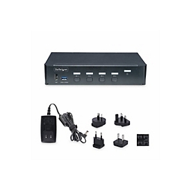 StarTech.com 4-Port DisplayPort KVM Switch, 4K 60Hz, TAA Compliant - KVM-/Audio-/USB-Switch - 4 x KVM/Audio/USB - 1 lokaler Benutzer - Desktop - TAA-konform