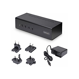 StarTech.com 4-Port Dual-Monitor DisplayPort KVM Switch, 4K 60Hz, 2x USB 5Gbps Hub Ports, 2x USB 2.0 HID Ports, Hotkey and Push-Button Switching, TAA Compliant - 3.5mm Audio, HDCP (P4DD46A2-KVM-SWITCH) - KVM-/Audio-Switch - 4 x KVM/Audio/USB - 1 l...