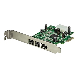 StarTech.com Adaptateur de Carte PCI Express FireWire 3 ports 2b 1a 1394 - Carte PCIe FireWire 800 / 400 1394 FW - PCIe - Firewire 800 / 400 - PCIe 1.1 - Vert - 149905 h - Texas Instruments - XIO2213B