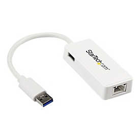 StarTech.com Adaptateur réseau USB 3.0 vers Gigabit Ethernet - Convertisseur USB vers RJ45 avec 1 port USB intégré - M/F - Blanc - adaptateur réseau - USB 3.0 - Gigabit Ethernet