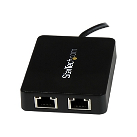 StarTech.com Adaptateur réseau USB-C vers 2 ports Gigabit Ethernet avec port USB 3.0 (Type-A) (US1GC301AU2R) - adaptateur réseau - USB-C - Gigabit Ethernet x 2 + USB 3.0