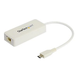 StarTech.com Adaptateur USB-C vers Ethernet Gigabit avec port USB 3.0 - Blanc (US1GC301AUW) - adaptateur réseau - USB-C - Gigabit Ethernet + USB 3.1 Gen 2