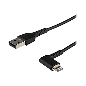 StarTech.com Câble USB-A vers Lightning Noir Robuste 1m Coudé à 90° - Câble de Charge/Synchronisation USB Type A vers Lightning en Fibre Aramide Résistante - Apple MFi - iPhone (RUSBLTMM1MBR) - câble Lightning - Lightning / USB - 1 m