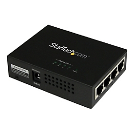 StarTech.com Injecteur PoE+ à 4 ports Gigabit - Midspan Power over Ethernet à fixation murale - 802.3at/af - Injecteur de puissance - 120 Watt