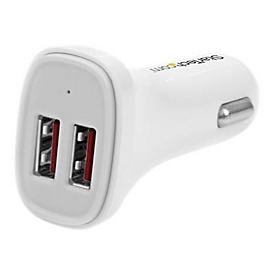 StarTech.com Startech Dual Port USB KFZ Ladegerät - 24W/4.8 - Weiß - 2 Port USB Autoladegerät - Auto-Netzteil - 24 watt - 4.8 A - 2 Ausgabeanschlussstellen (USB)