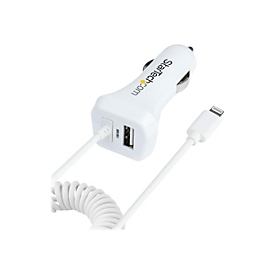 StarTech.com Startech Zigarettenanzünder USB Ladegerät mit Lightning Spiralkabel - Auto-Netzteil - 12 Watt - 4.2 A - 2 Ausgabeanschlussstellen (USB, Lightning)