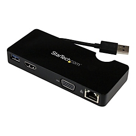 StarTech.com USB 3.0 Universal Laptop Mini Dockingstation mit HDMI oder VGA, Gigabit Ethernet, USB 3.0 - Dockingstation - USB - HDMI - GigE