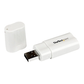 StarTech.com USB Audio Adapter - USB auf Soundkarte in weiß - Soundcard mit USB (Stecker) und 2x 3,5mm Klinke extern - Soundkarte