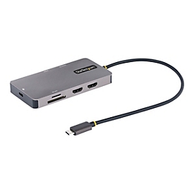 StarTech.com USB C Multiport Adapter, USB C auf Dual HDMI Video, 4K 60Hz, 5Gbit/s USB-A Hub, 100W PD Pass-through/GbE/SD-MicroSD Kartenleser, Reiseadapter/Laptop Dockingstation (120B-USBC-MULTIPORT) - Dockingstation - USB-C / Thunderbolt 3 / Thund...