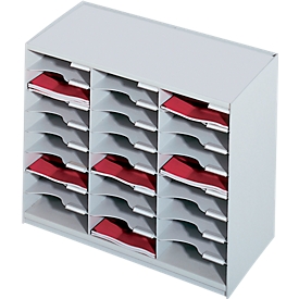 Station de tri PAPERFLOW, format A4, polystyrène, l. 674 x P 304 x H 548 mm, 24 compartiments, gris clair