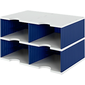 Station de tri styrodoc Jumbo styro®, format C4, 2 étages/2 rangées/4 compartiments, bleu