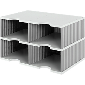 Station de tri styrodoc Jumbo styro®, format C4, 2 étages/2 rangées/4 compartiments, gris
