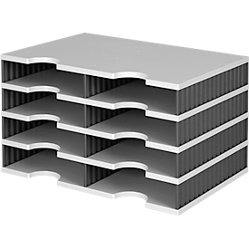 Station de tri styrodoc Standard styro®, format C4, 4 étages/2 rangées/8 compartiments, gris/noir